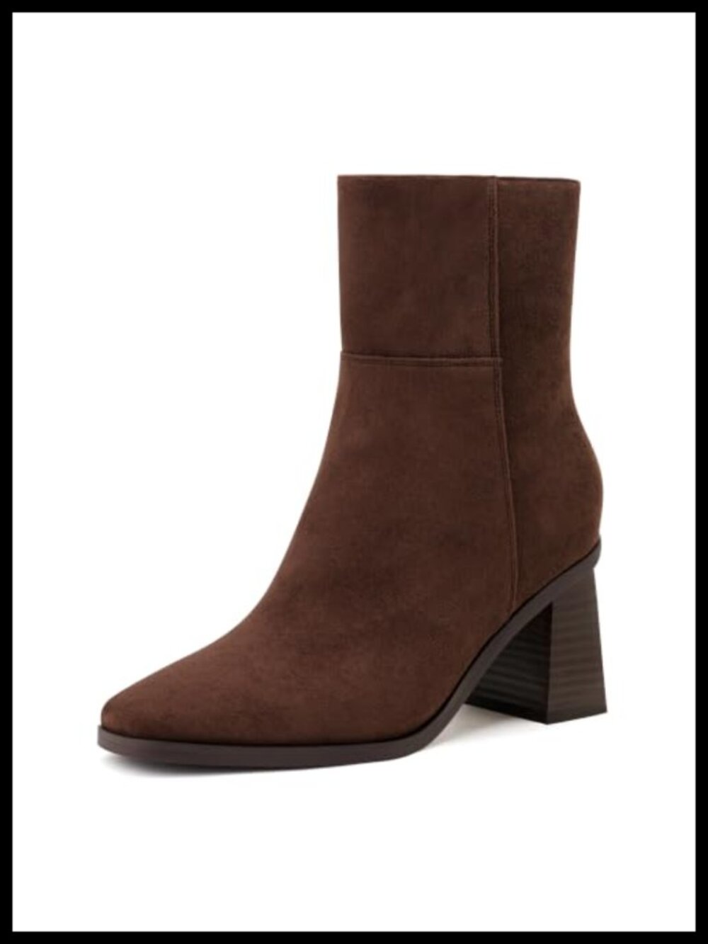 Faux Suede Ankle Boots Square Toe Block Heel Dress Booties